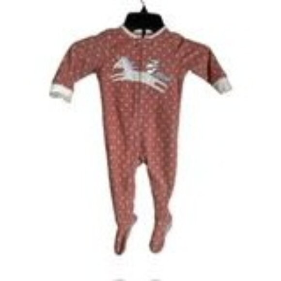 Carters Other - Carter's Pink and White Flame Resistant Onesy Polka Dot Unicorn Size 12M